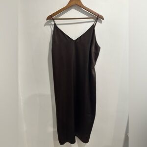 REITMANS Brown Satin Midi Shift Party Dress Size‎ M